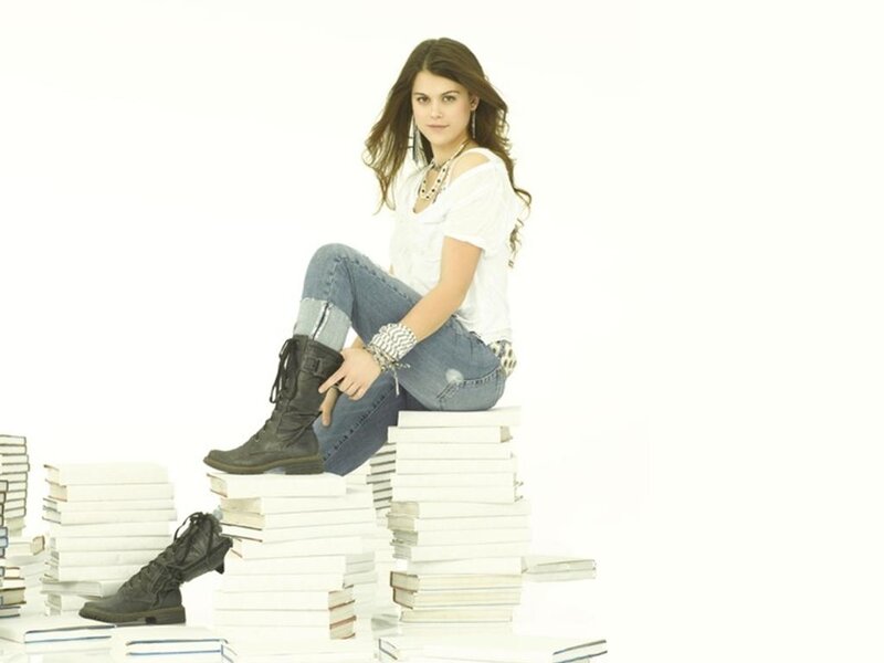 Woman Sitting on Books — White
