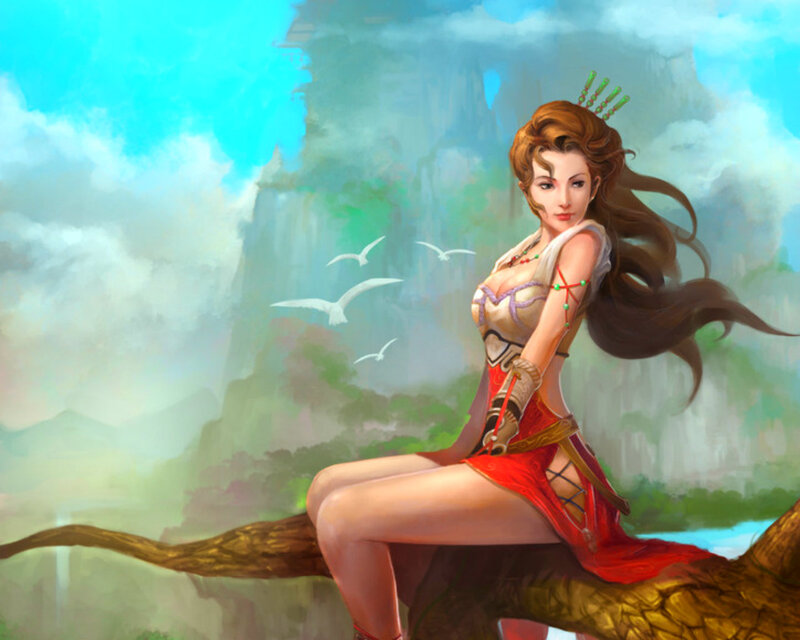 Woman Sitting on Branch — Blue, Serene