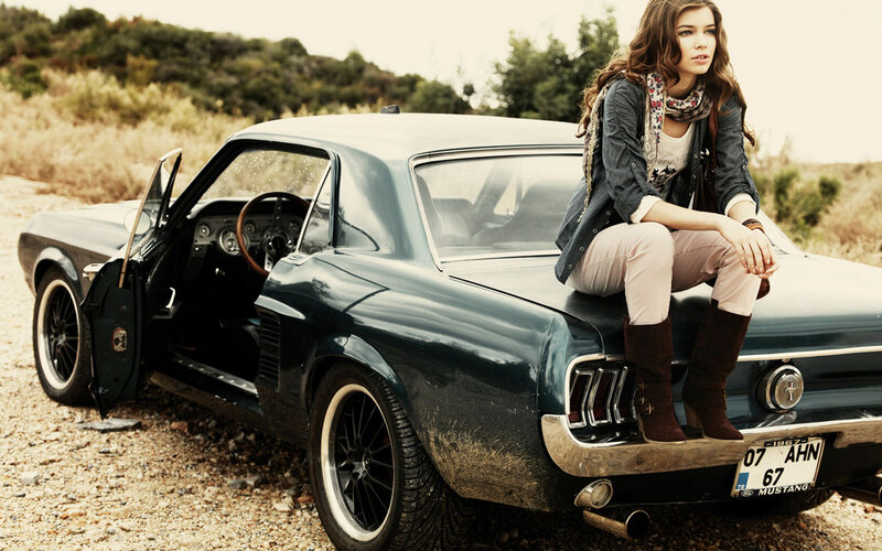 Woman Sitting on Car — Blue, Calm