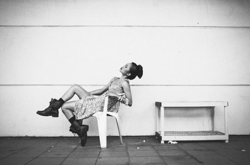 woman sitting on chair