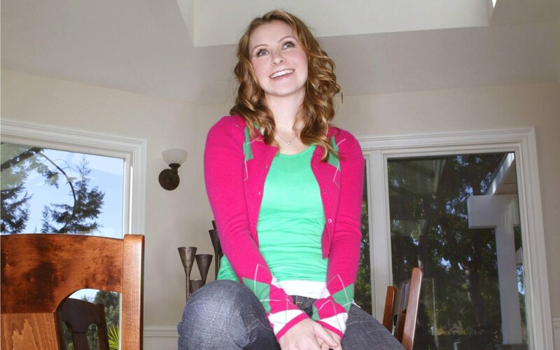 Woman Sitting on Chair — Pink, Relaxed, Afternoon, Photograph