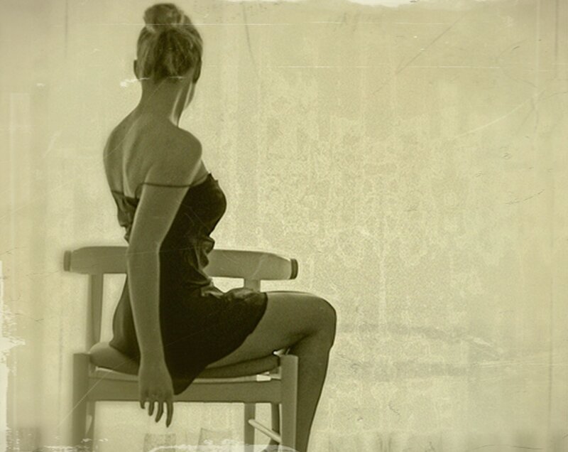 Woman Sitting on Chair — Sepia
