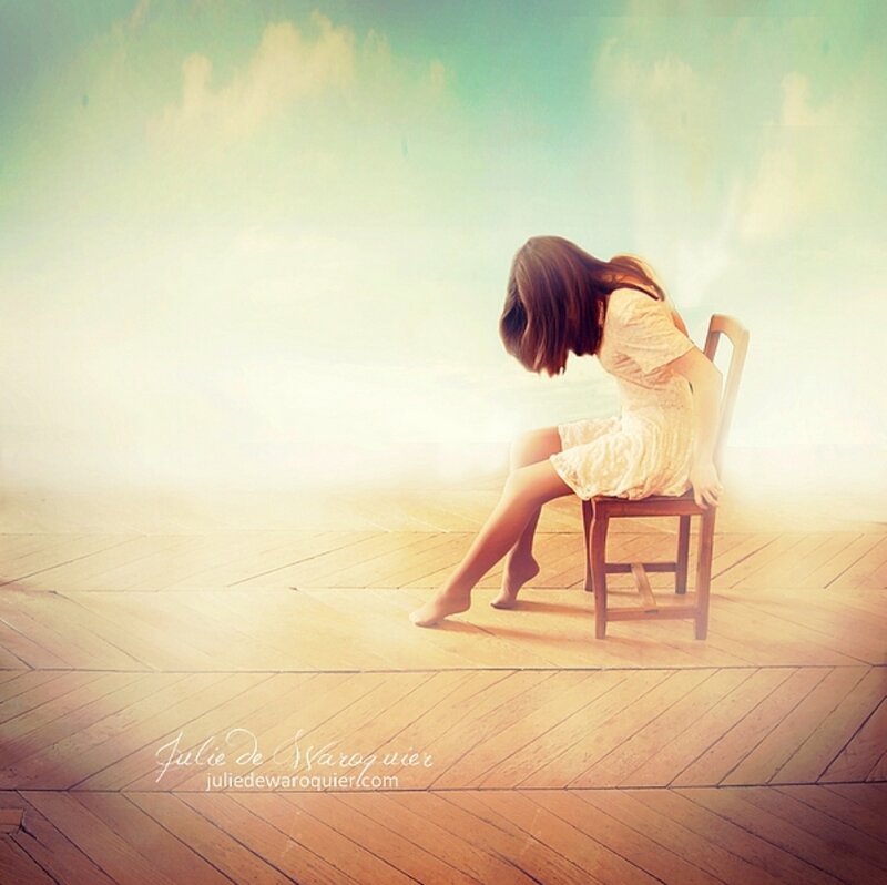 Woman Sitting on Chair — White, Serene