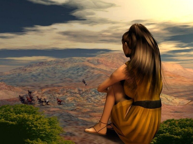 Woman Sitting on Cliff