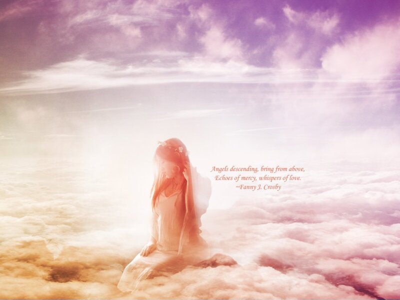Woman Sitting on Clouds