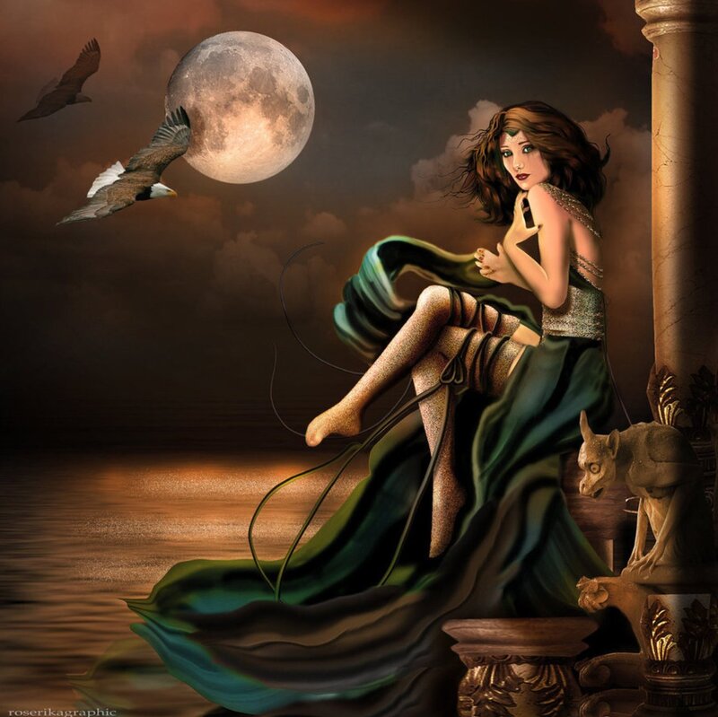 Woman Sitting on Column