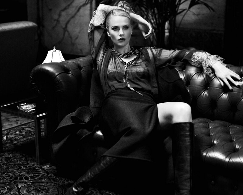 Woman Sitting on Couch — Black, Dramatic, Night, Photograph