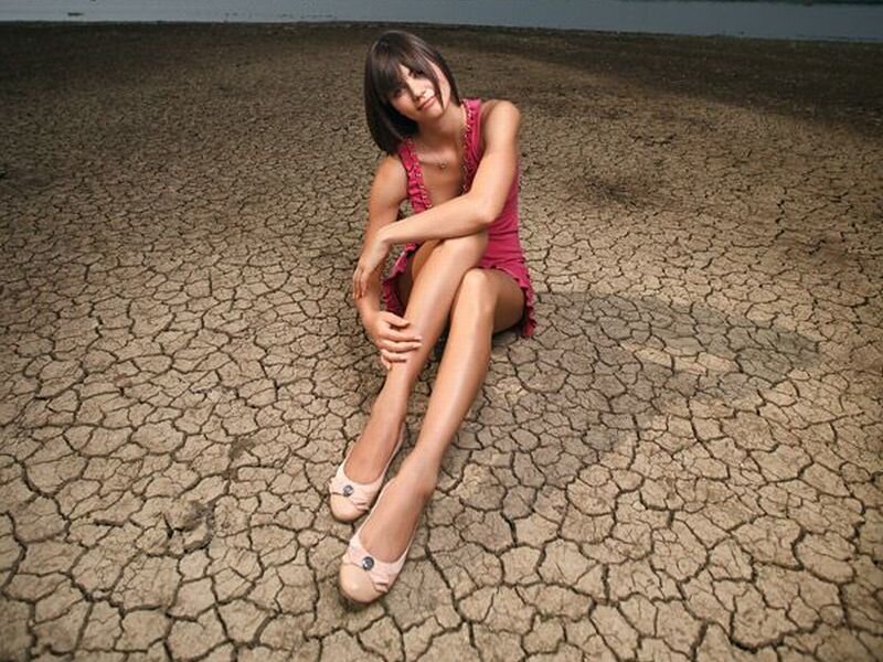 Woman Sitting on Cracked Earth