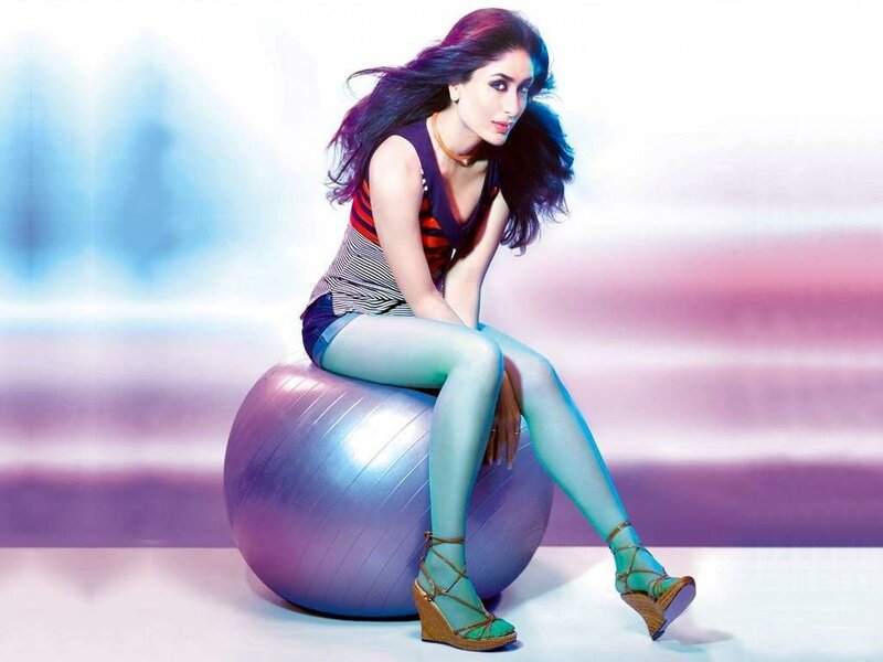 Woman Sitting on Exercise Ball — Purple