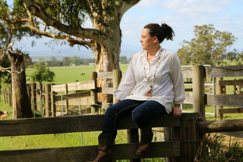 Woman Sitting on Fence — Green