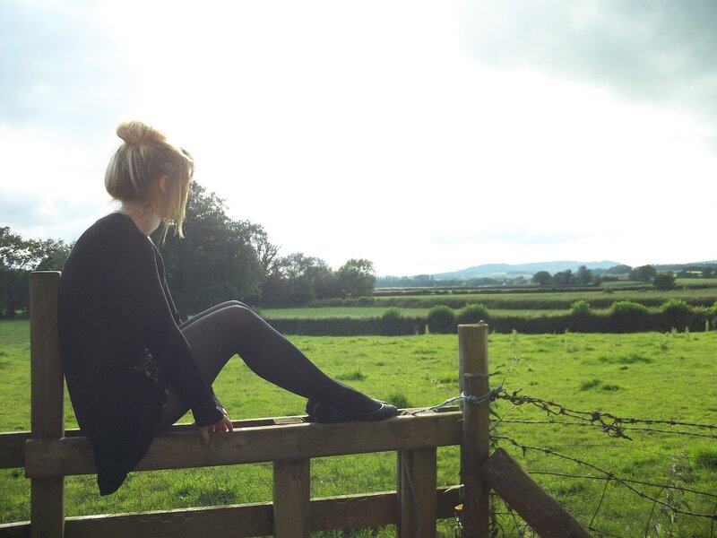 woman sitting on fence