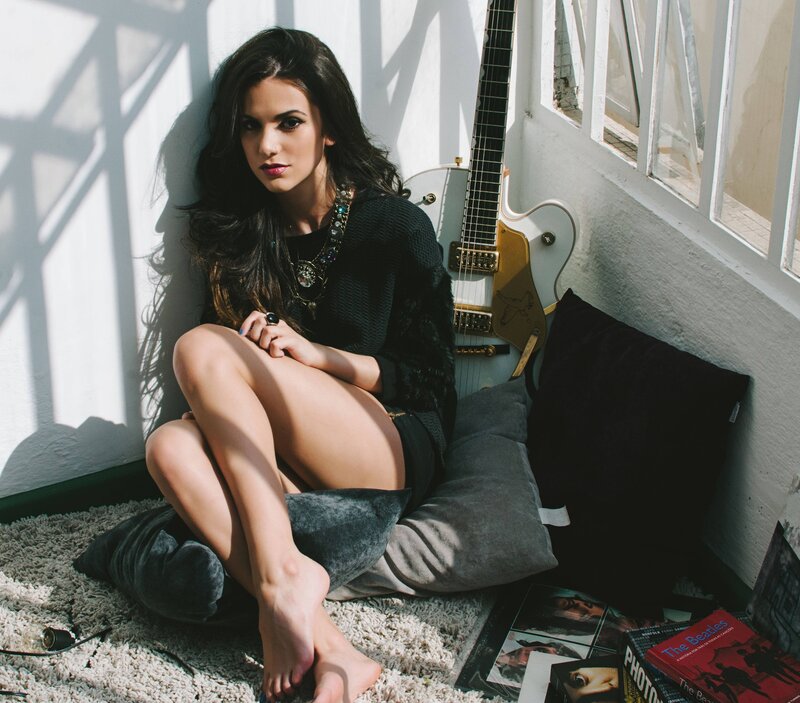 Woman Sitting on Floor — Black, Dramatic, Afternoon