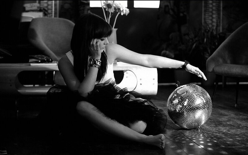 Woman Sitting on Floor — Black, Dramatic, Night