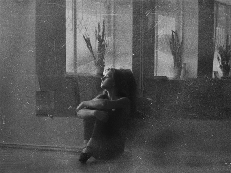 Woman Sitting on Floor — Black, Melancholic, Photograph, Window
