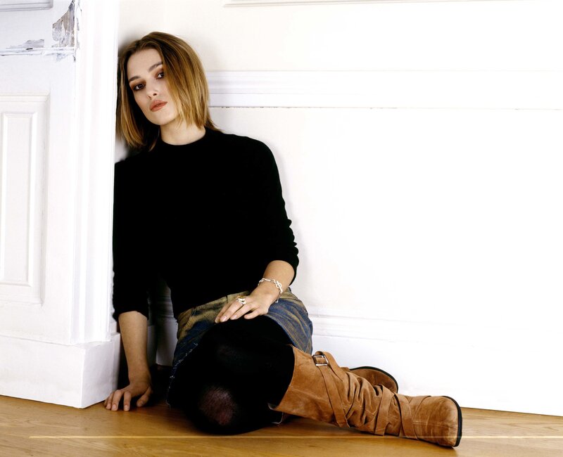 Woman Sitting on Floor — Black, Neutral, Photograph, Wall, Boots