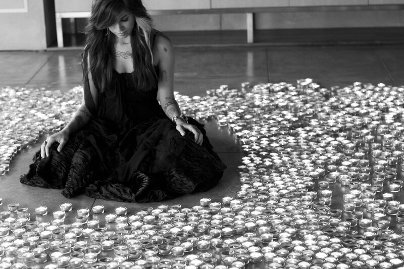 Woman Sitting on Floor — Black, Somber