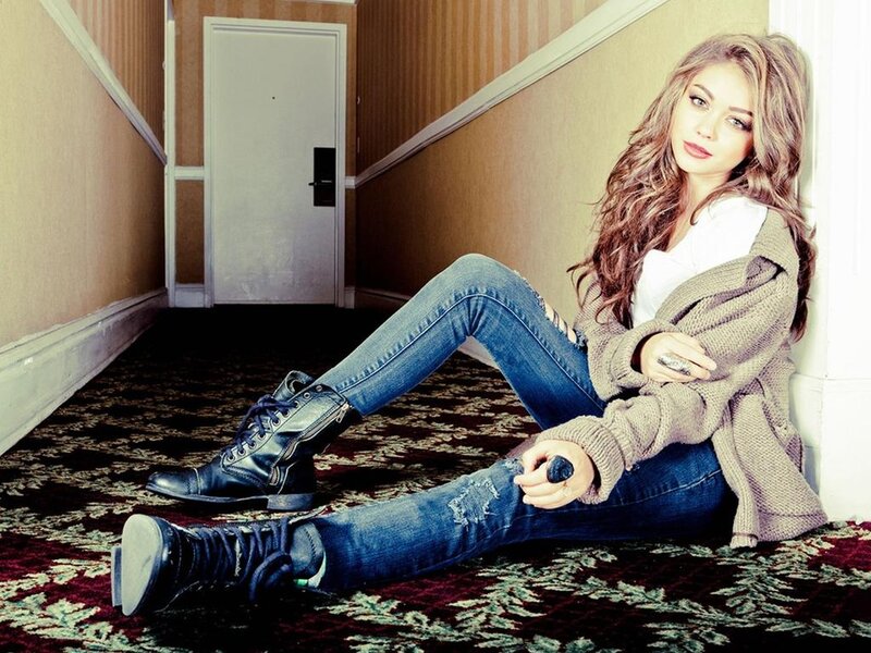 Woman Sitting on Floor — Blue, Relaxed, Photograph, Door