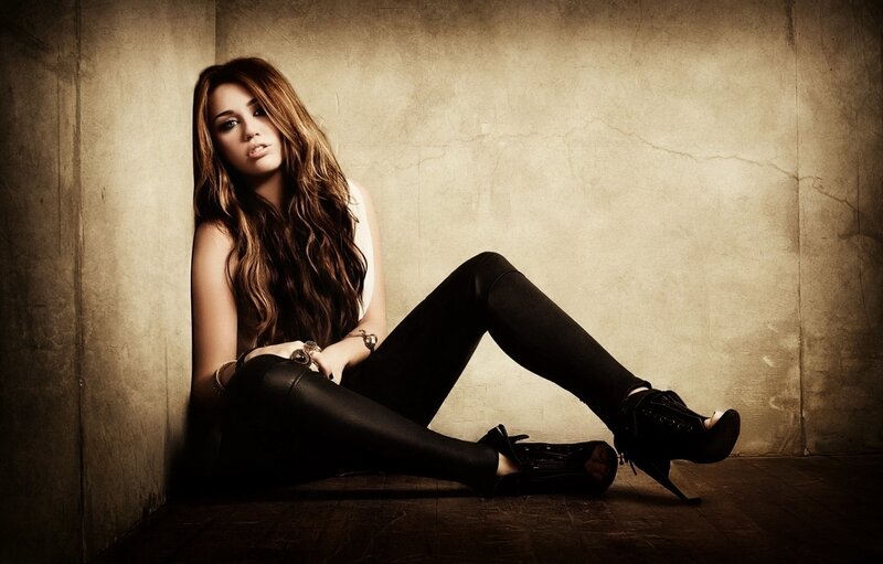 Woman Sitting on Floor — Brown, Dramatic, Photograph, Wall, Leggings