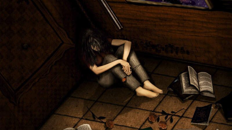 Woman Sitting on Floor — Brown, Dramatic
