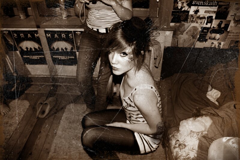 Woman Sitting on Floor — Brown, Gritty