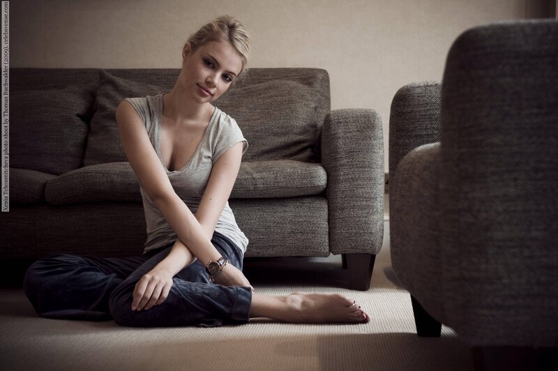 Woman Sitting on Floor — Gray, Calm, Photograph