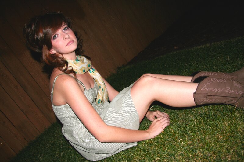 Woman Sitting on Grass — Green, Calm, Night