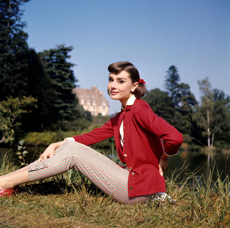 Woman Sitting on Grass — Red, Serene
