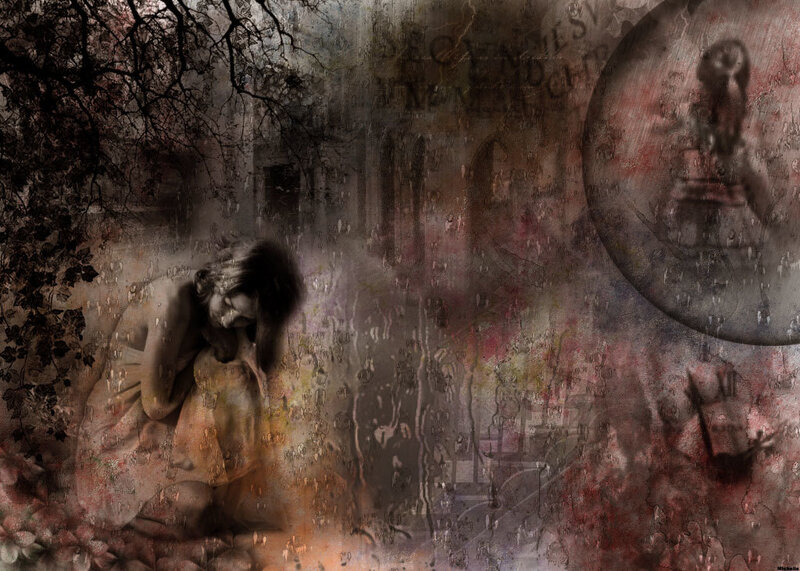 Woman Sitting on Ground — Brown, Melancholic