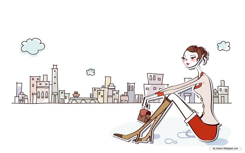 Woman Sitting on Ground — White, Calm, Illustration