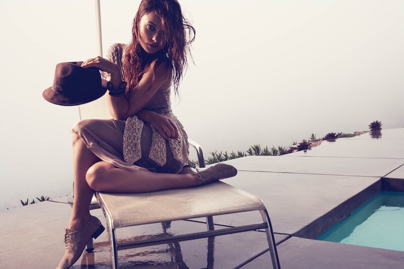 Woman Sitting on Lounge Chair — Beige, Serene, Afternoon