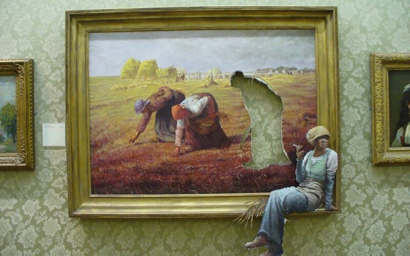 Woman Sitting on Painting