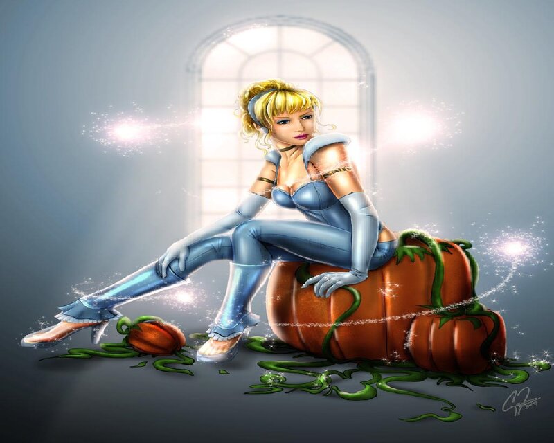 Woman Sitting on Pumpkin — Blue