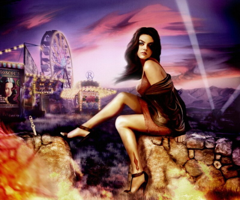 Woman Sitting on Rock — Purple