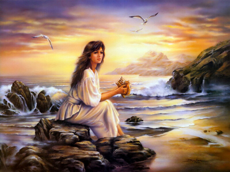 Woman Sitting on Rocks — Yellow