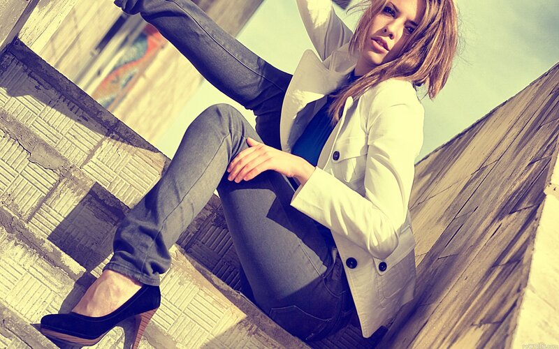 woman sitting on stairs