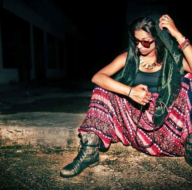 Woman Sitting on Step — Black, Dramatic