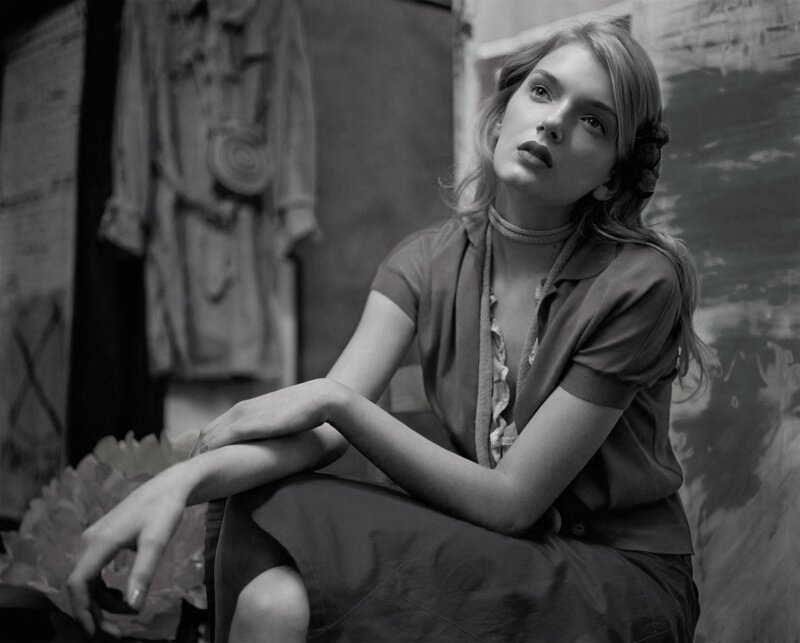 Woman Sitting on Steps — Black, Contemplative
