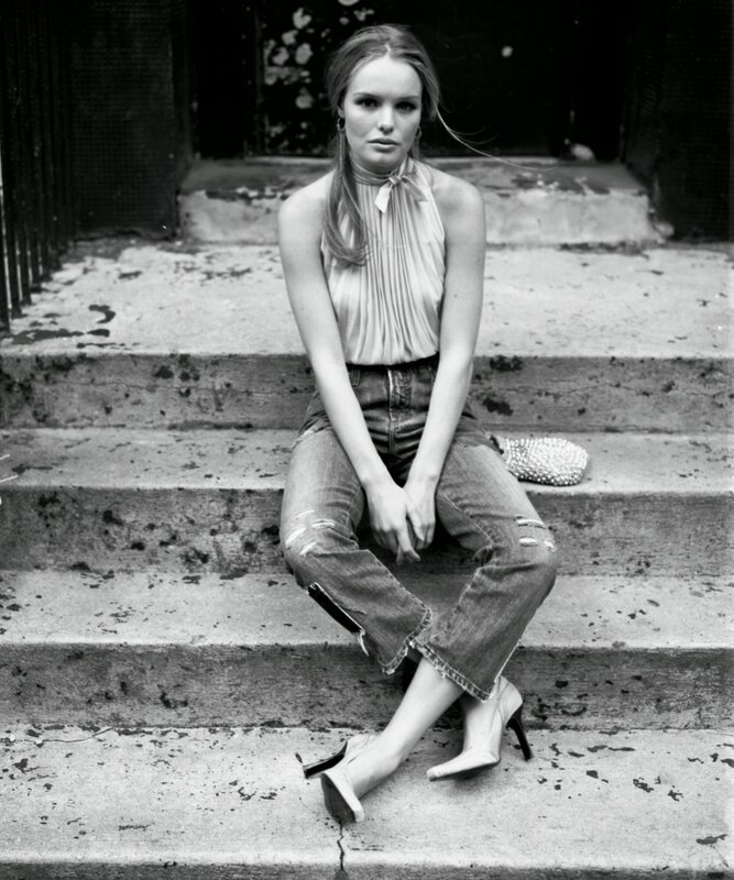 Woman Sitting on Steps — Black, Serious, Photograph