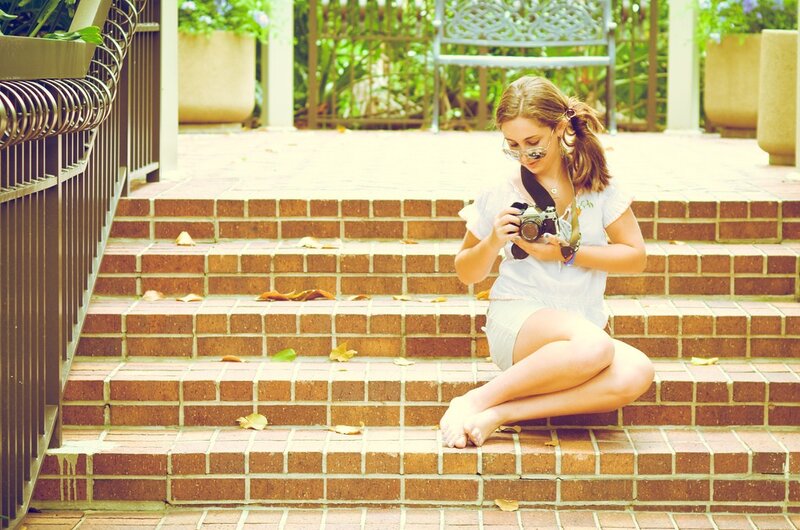 Woman Sitting on Steps — Brown, Calm, Afternoon, Photograph