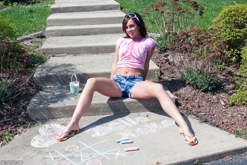 Woman Sitting on Steps — Pink