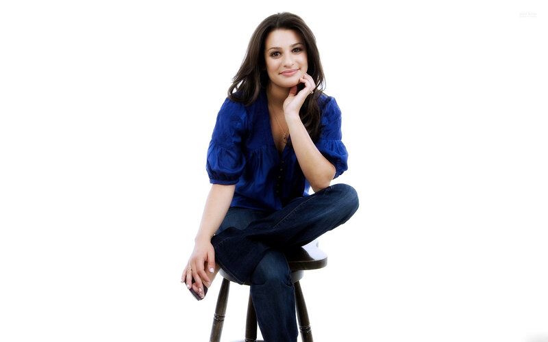 Woman Sitting on Stool — Blue, Neutral, Photograph