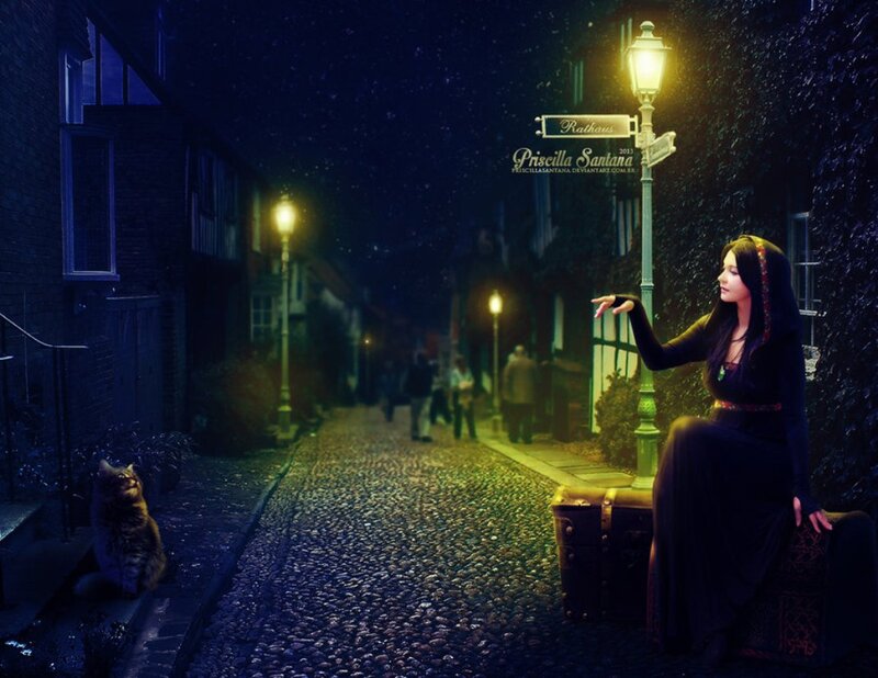 Woman Sitting on Suitcase — Black, Mysterious