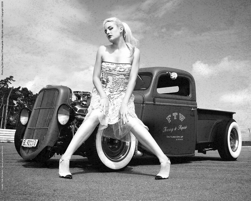 Woman Sitting on Truck — Black