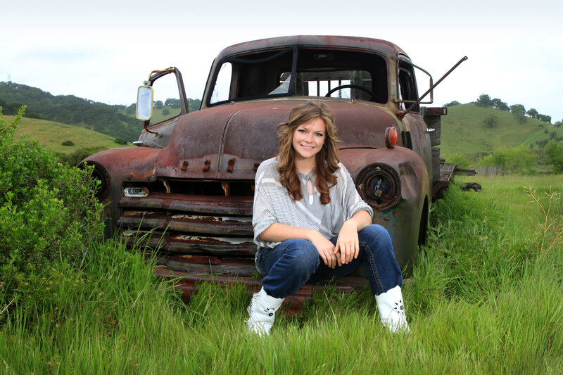 Woman Sitting on Truck — Green