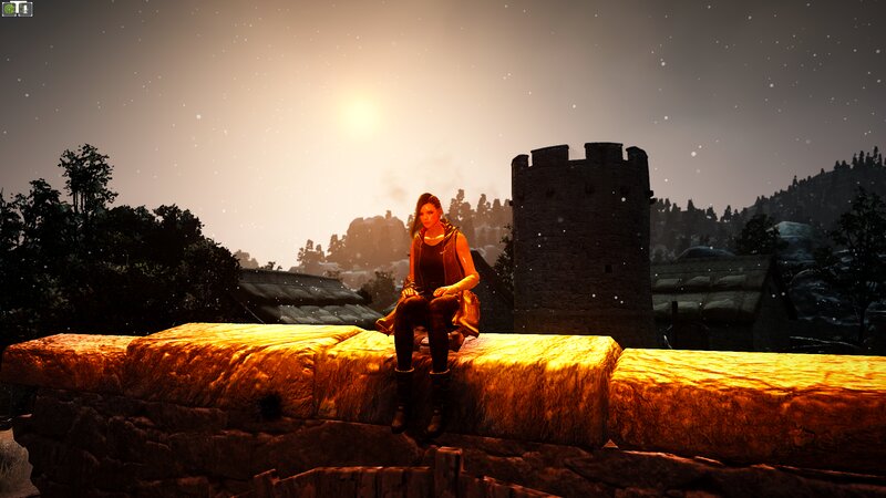 Woman Sitting on Wall — Orange