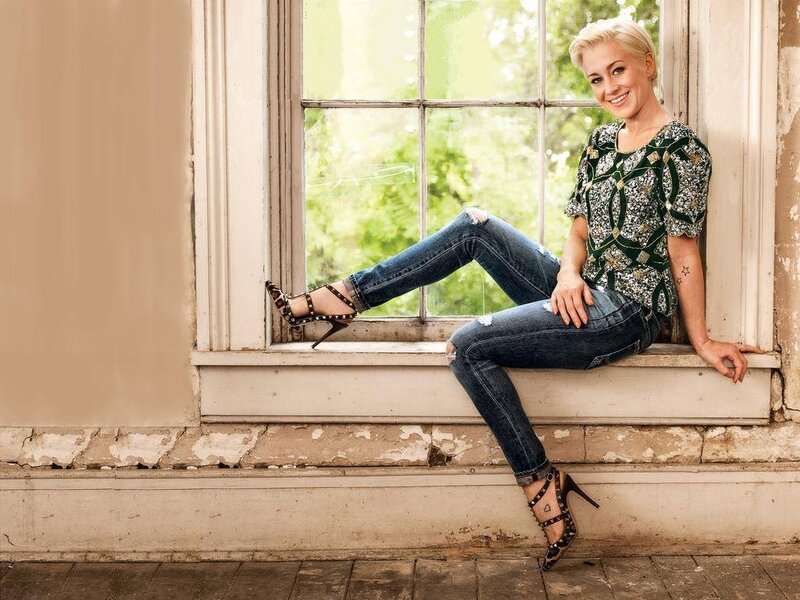 Woman Sitting on Windowsill — Green, Relaxed