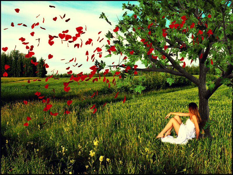 Woman Sitting under Tree — Green