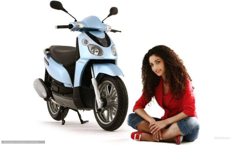 Woman Sitting with Scooter — Blue