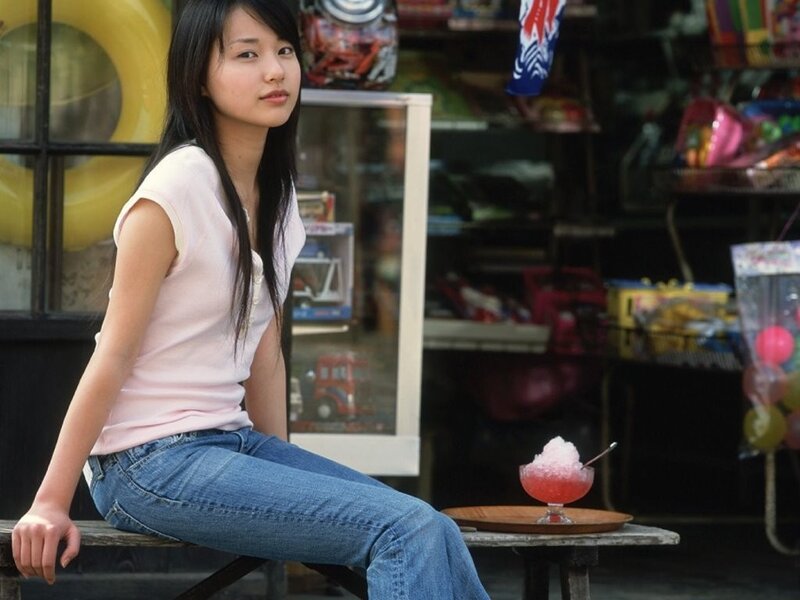 Woman sitting with shaved ice