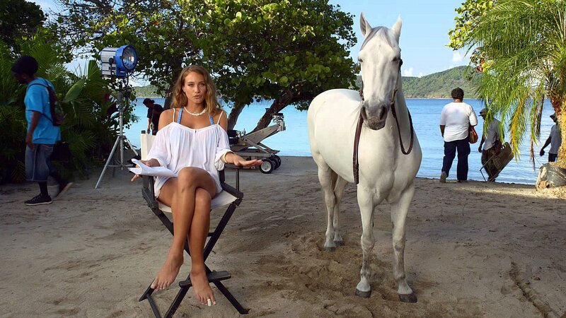 Woman Sitting with White Horse